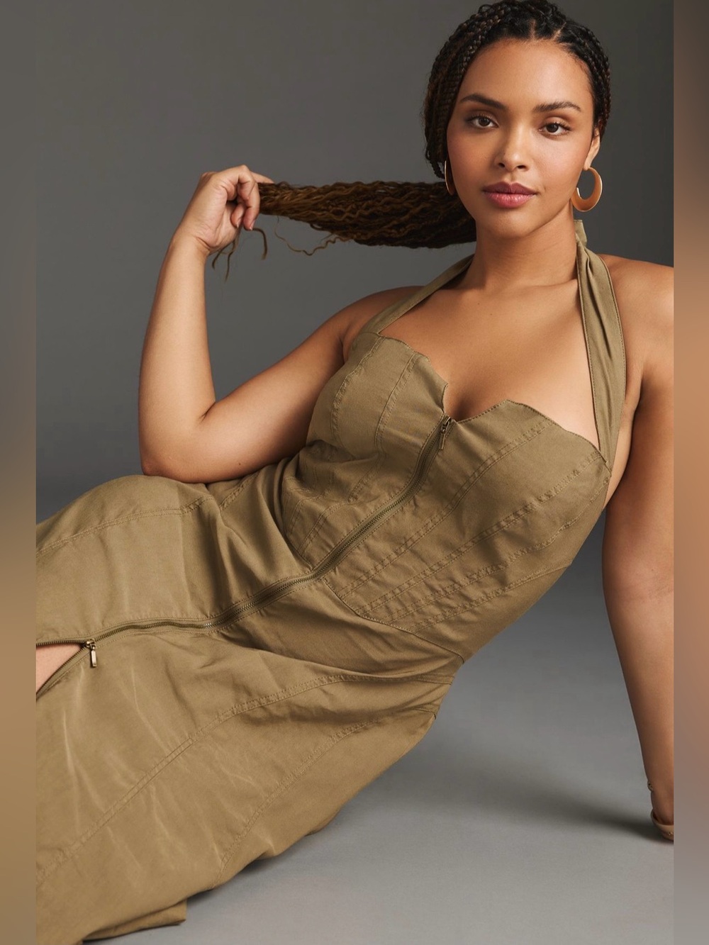Anthropologie Zip Front Corset Dress